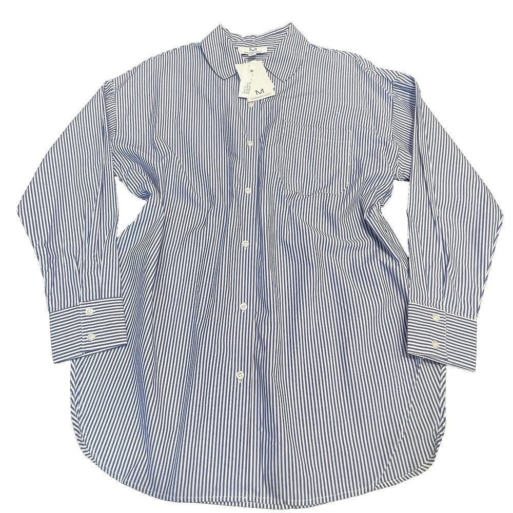 Magaschoni Women's L Oversized 100% Cotton Button Up Long Tunic Shirt Dress